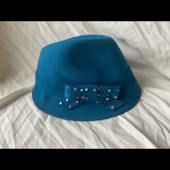 Blue/Teal 100% Wool Phandora Bucket Hat - Picture 2 of 6